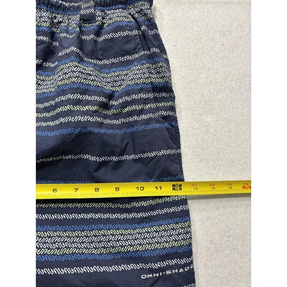 Columbia PFG Omni-Shade Swim Shorts Mens Medium Blue Stripe Fishing Lined